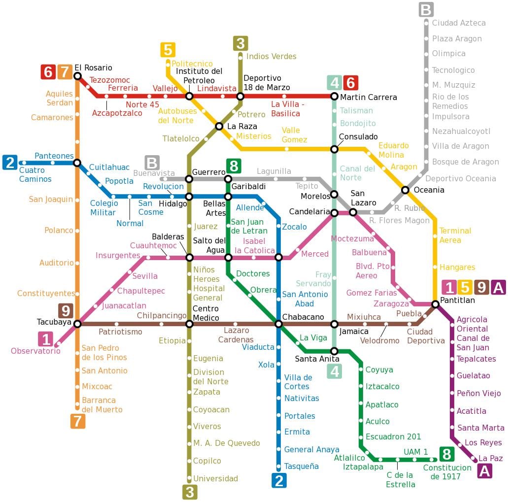 Мехико на карте метро
