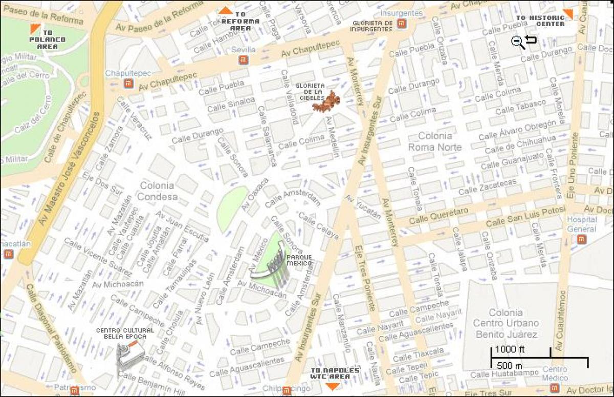 карта Кондеса города Мехико 
