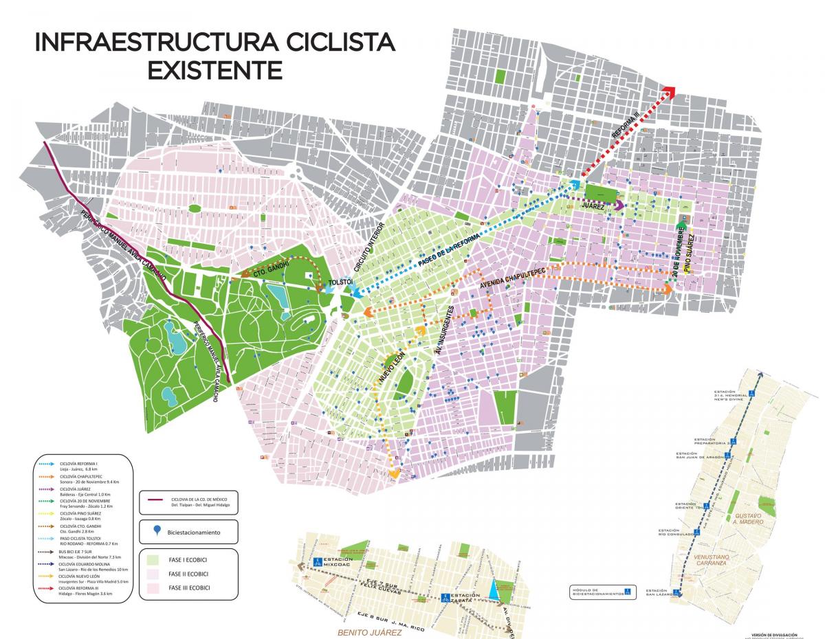 карта Мехико велосипед