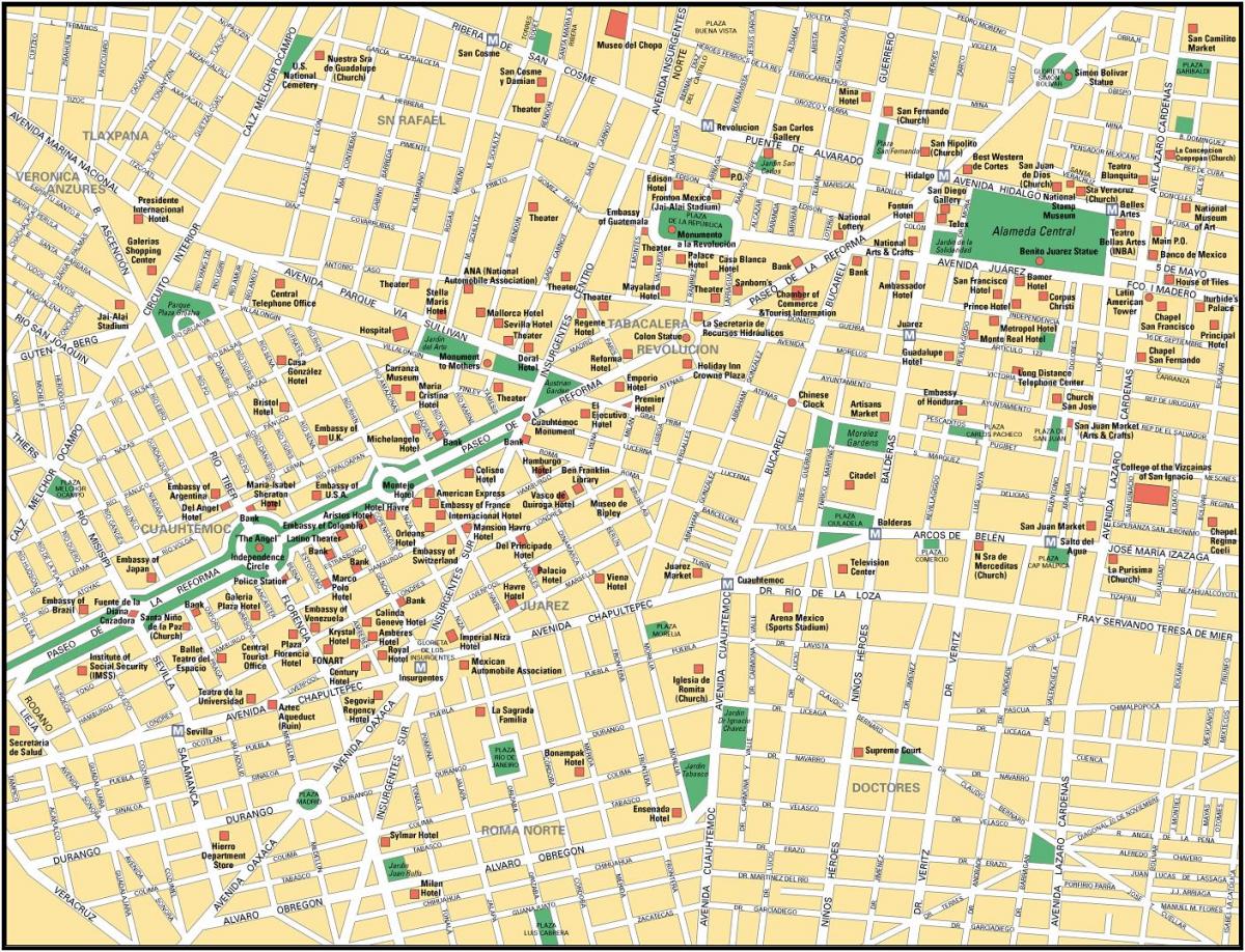 карта Мехико достопримечательности