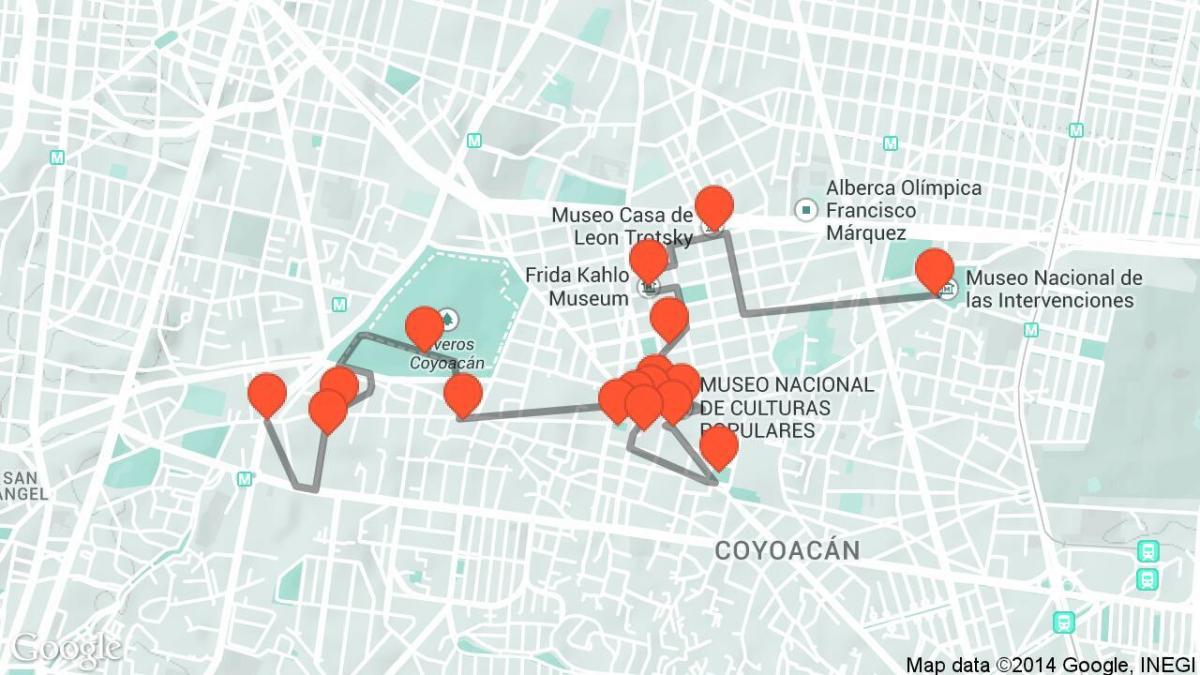 карта Мехико пешеходная экскурсия