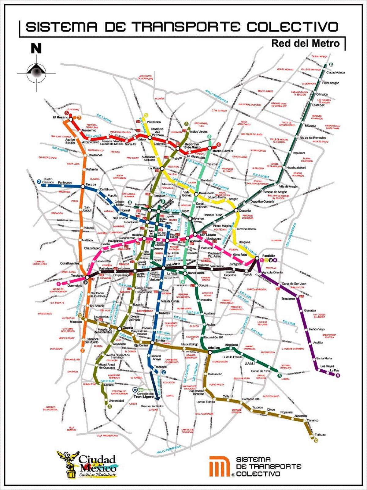 карта Мехико транзитом