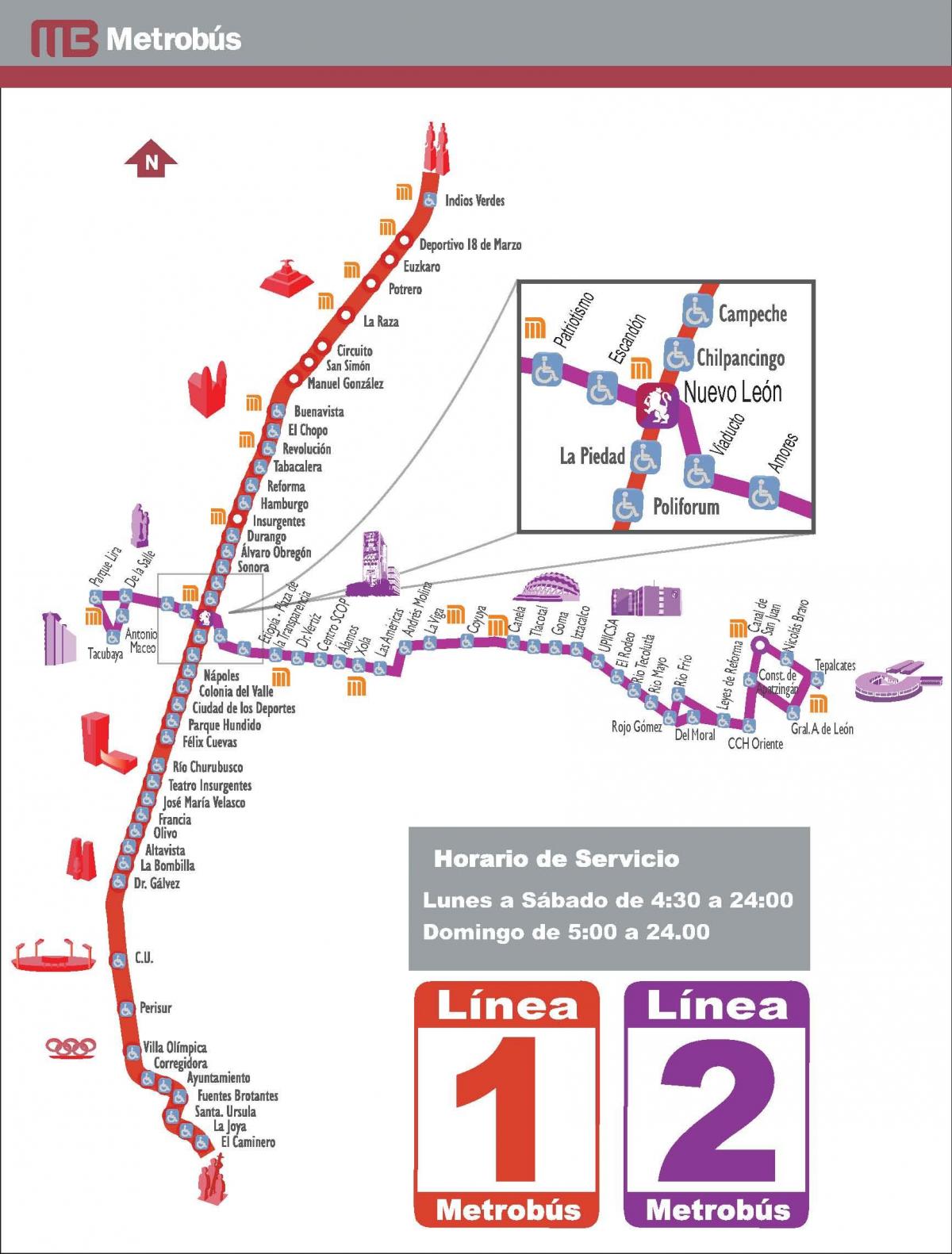 карта метробуса Мехико 